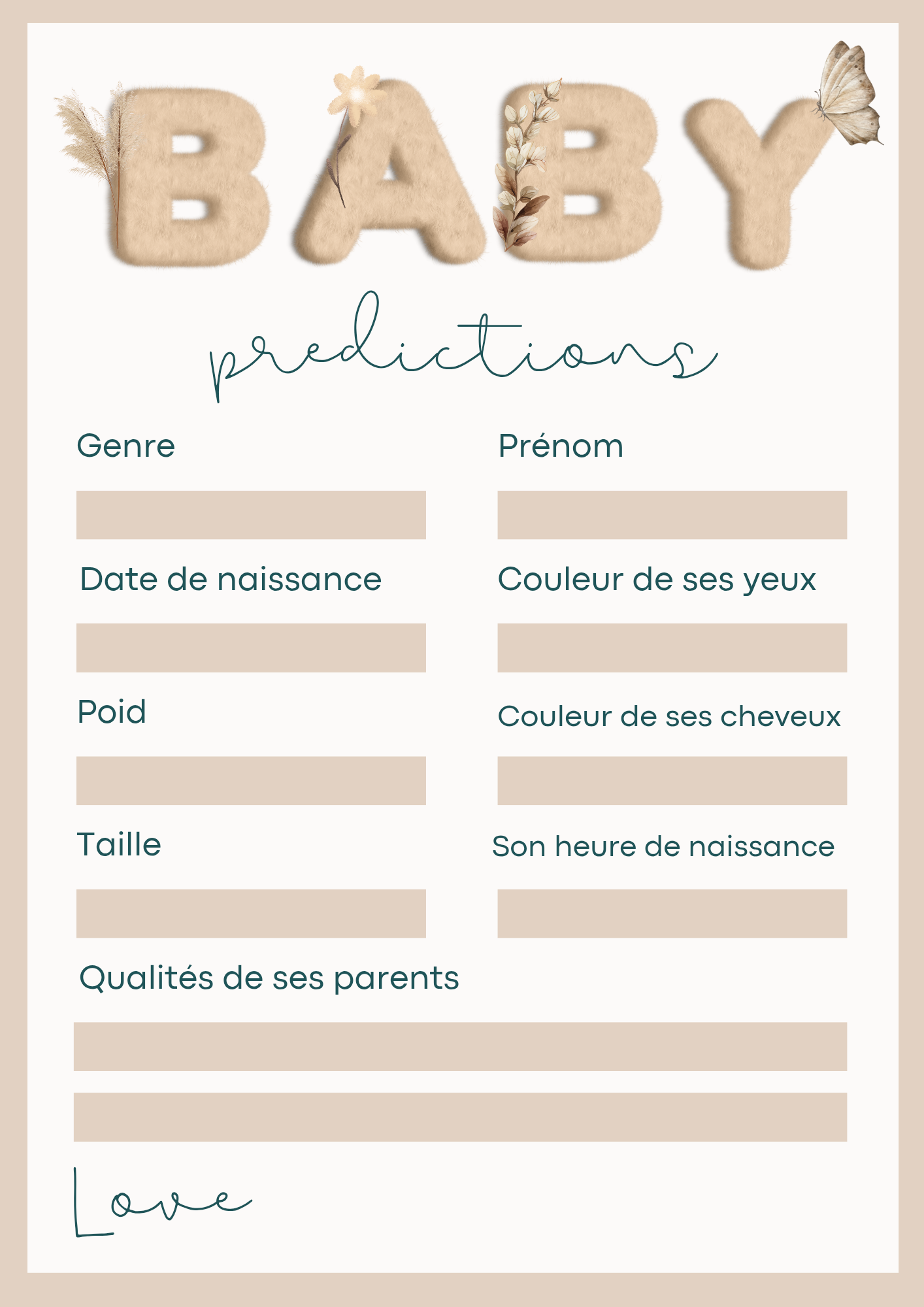 Prédiction bébé - Baby Shower