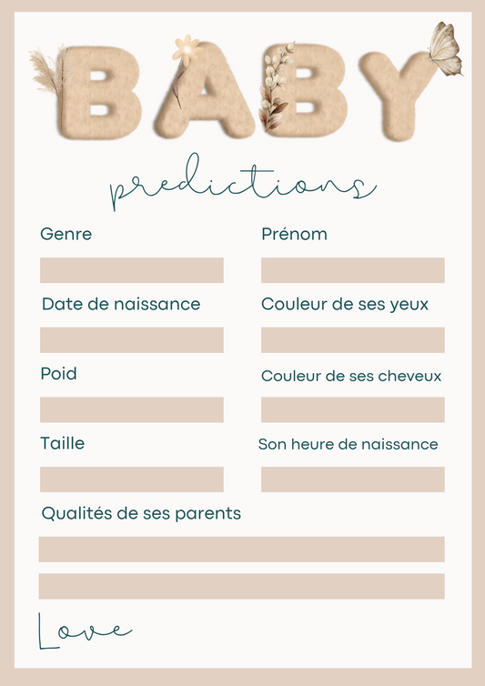 Prédiction bébé - Baby Shower